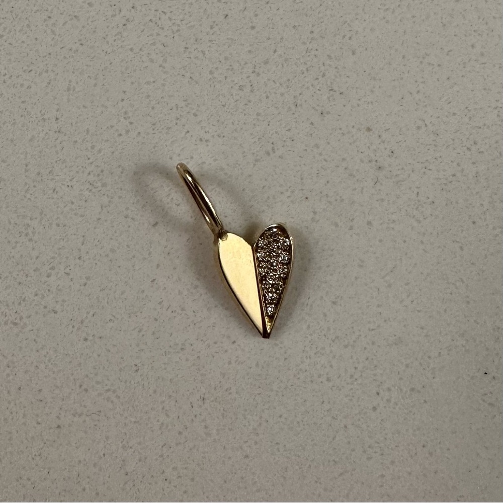 Amanda Pearl Mini Folded Heart Charm with Half Pavé - Picture 6 of 8